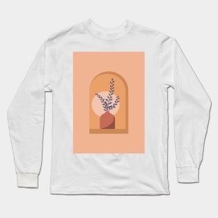 Ceramic plant vase in arched window Long Sleeve T-Shirt